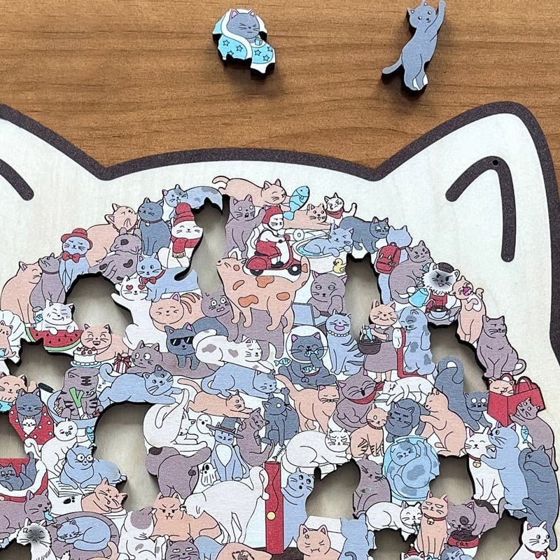 135-Teiliges Katzenförmiges Holzpuzzle