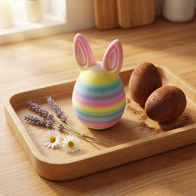 3D Printed Rainbow Bunny Easter Egg Set