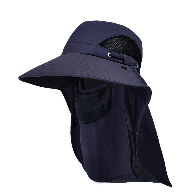 Men's Wide Brim Sun Hat with Removable Face Mask
