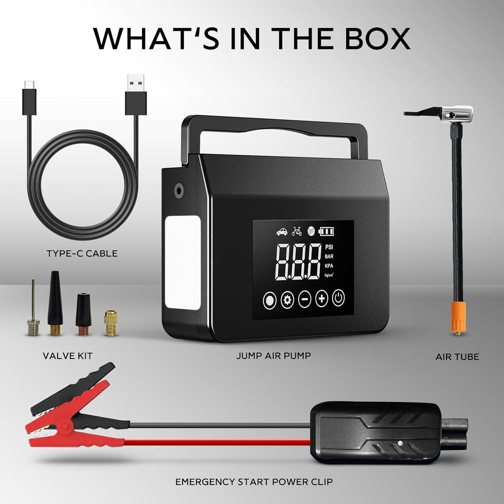 Portable Car Jump Starter with Air Compressor & Tire Inflator