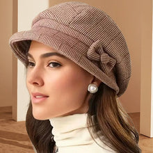 Load image into Gallery viewer, Women's Elegant Plaid Pattern Bow Decor Beret