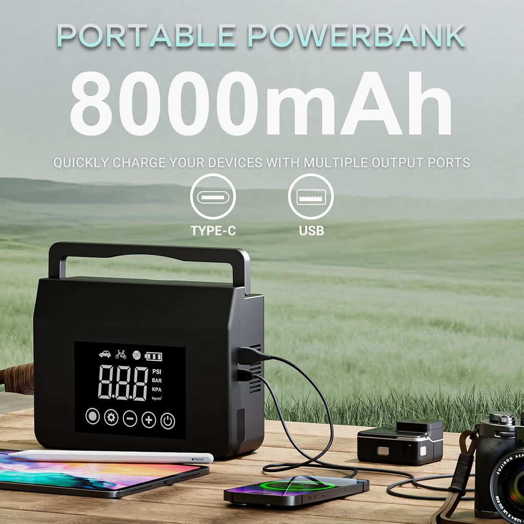 Portable Car Jump Starter with Air Compressor & Tire Inflator