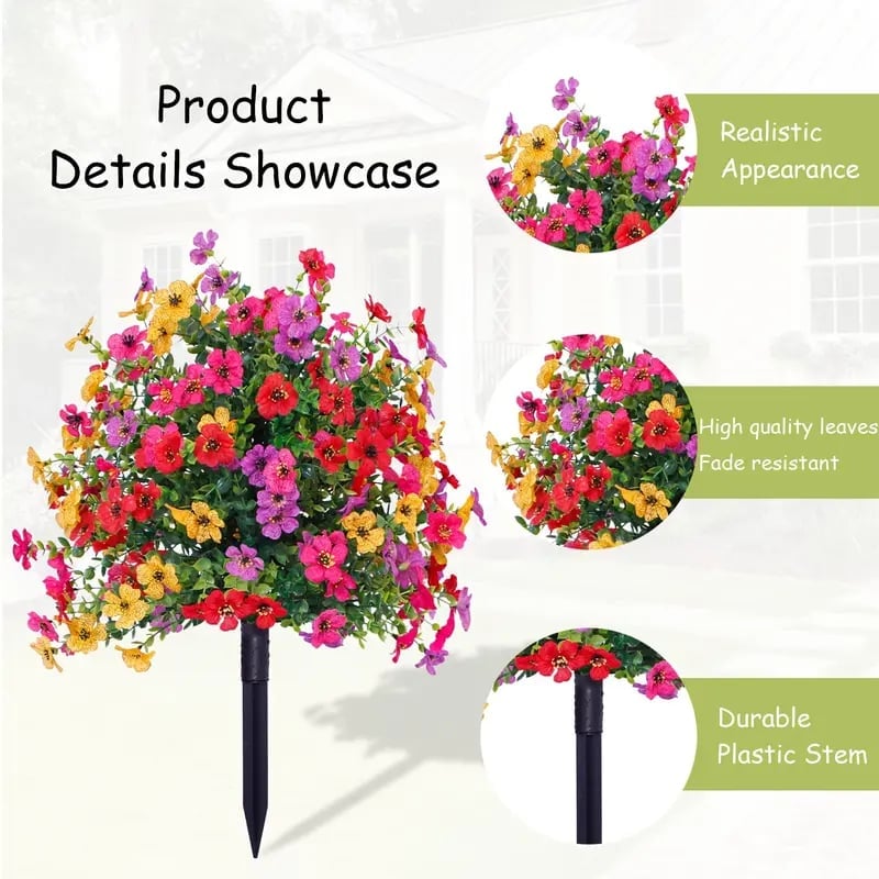 Ground Insert Faux Violet Flowers