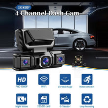 Load image into Gallery viewer, 4 Channel Dash Cam Front Rear