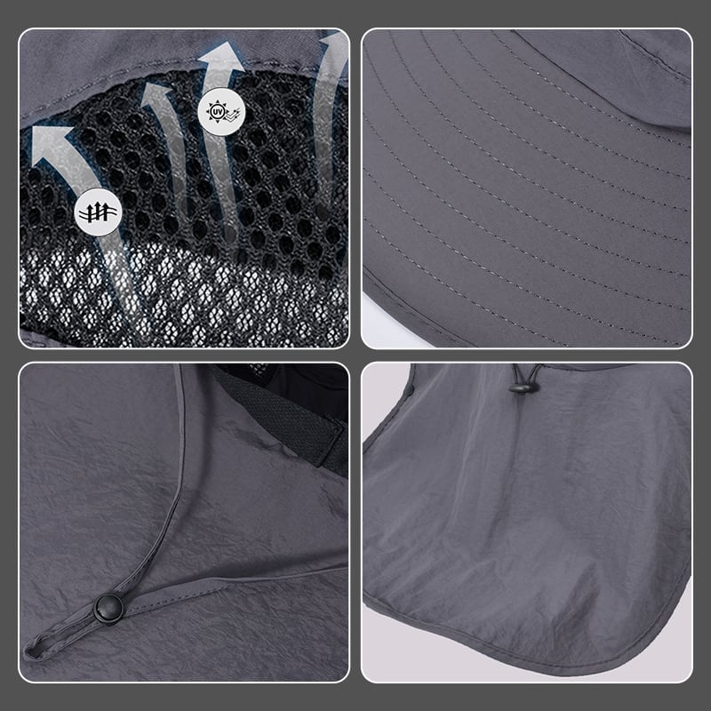 Men's Wide Brim Sun Hat with Removable Face Mask