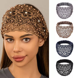 Plum Blossom Hollow Beaded Wide Headband
