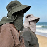 Men's Wide Brim Sun Hat with Removable Face Mask