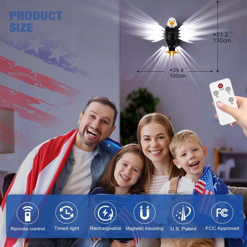 Magnetic Wall-Mounted Eagle Night Light with Remote Control