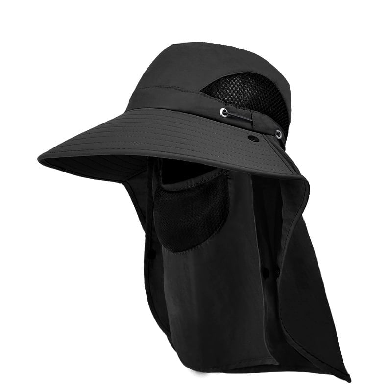 Men's Wide Brim Sun Hat with Removable Face Mask