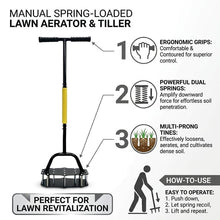 Load image into Gallery viewer, Manual Spring-Loaded Lawn Aerator &amp; Tiller