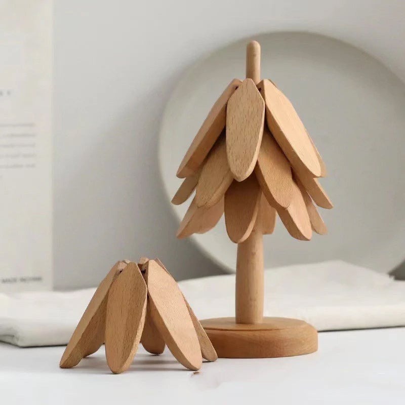Wooden Leaves Design Coaster