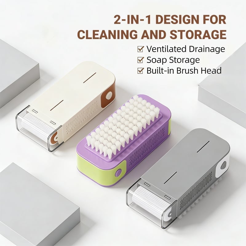 3-in-1 Multi-Functional Roller Soap Box & Laundry Brush