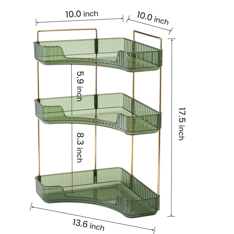 3 Tiers Transparent Corner Cosmetic Countertop Storage Rack