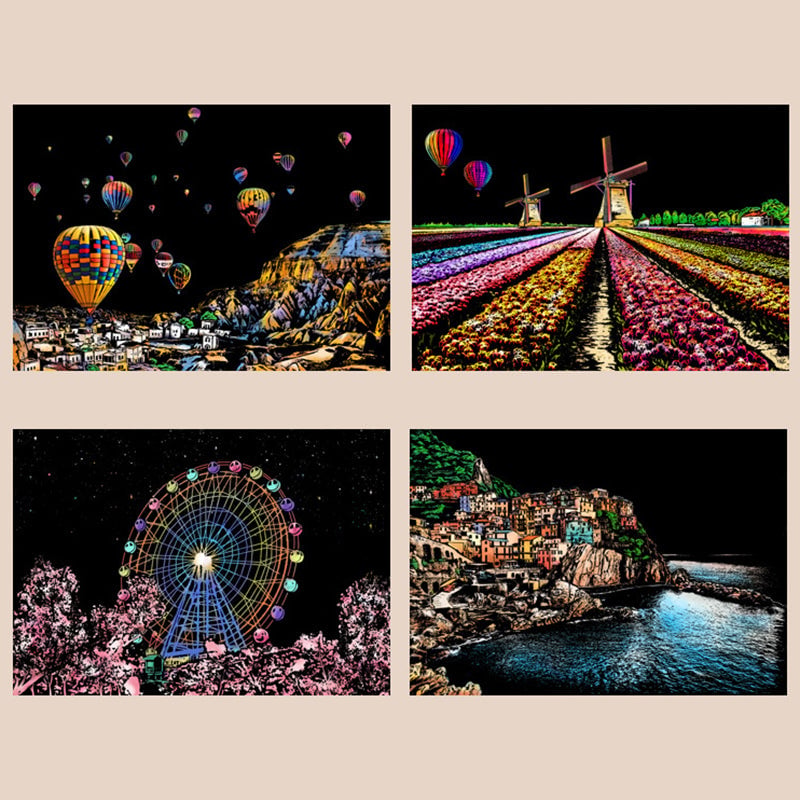 Scratch Art Book For Adults -Colorful City Series