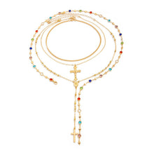 Load image into Gallery viewer, Vintage 4 Piece Set Metal Cross Y-style Long Necklace