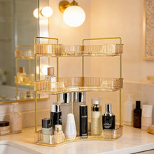 Load image into Gallery viewer, 3 Tiers Transparent Corner Cosmetic Countertop Storage Rack