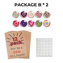 Load image into Gallery viewer, 24 Pack Valentines Cards with Heart-Shape Crystals