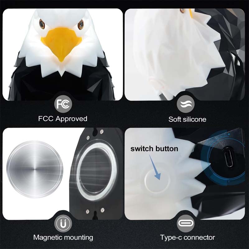 Magnetic Wall-Mounted Eagle Night Light with Remote Control