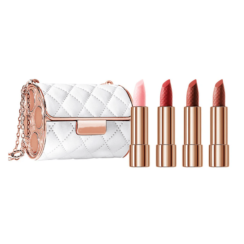 Velvet Matte Lipstick Set With Chain Bag