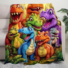 Load image into Gallery viewer, Flannel Dinosaur Nap Blanket