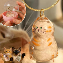 Load image into Gallery viewer, Cat Fur Keepsake Keychain – Transparent Memory Pendant for Pet Hair Storage