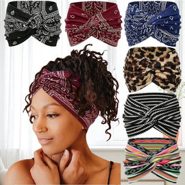 Printed cross yoga headband