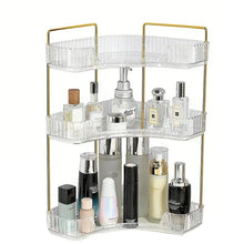 Load image into Gallery viewer, 3 Tiers Transparent Corner Cosmetic Countertop Storage Rack