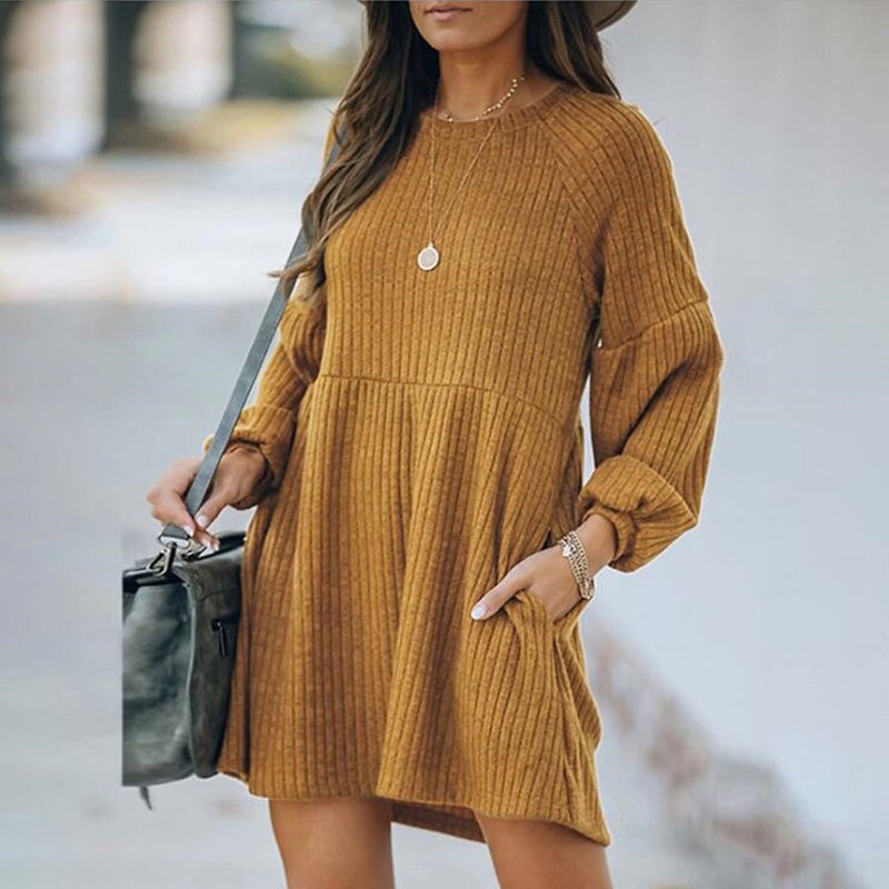 New autumn and winter knitted long-sleeved dress