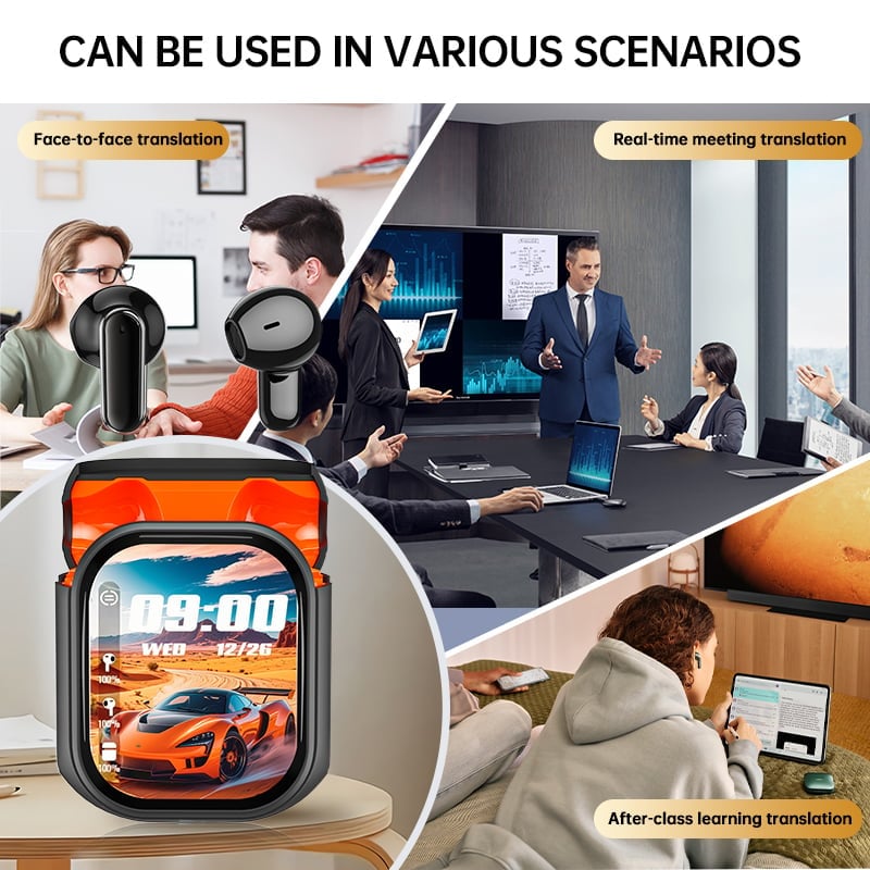 Color screen noise-canceling translation headphones