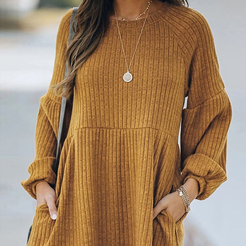 New autumn and winter knitted long-sleeved dress