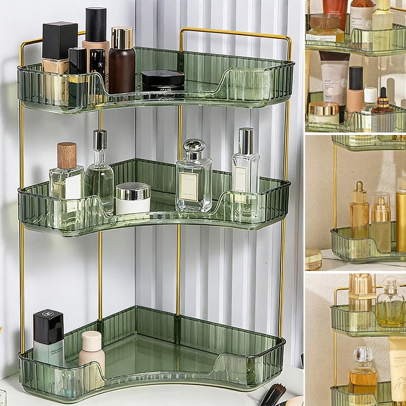 3 Tiers Transparent Corner Cosmetic Countertop Storage Rack