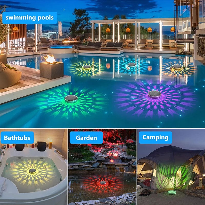2 PCS - Timer Function Solar-Powered Pool Light with 3 Brightness Levels & 9 Colors