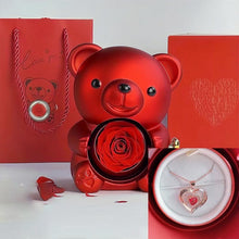 Load image into Gallery viewer, Heart-Shaped Pendant Necklace with Bear &amp; Rose Gift Box
