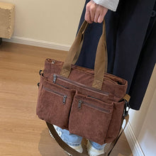Load image into Gallery viewer, Solid Color Corduroy Tote Bag