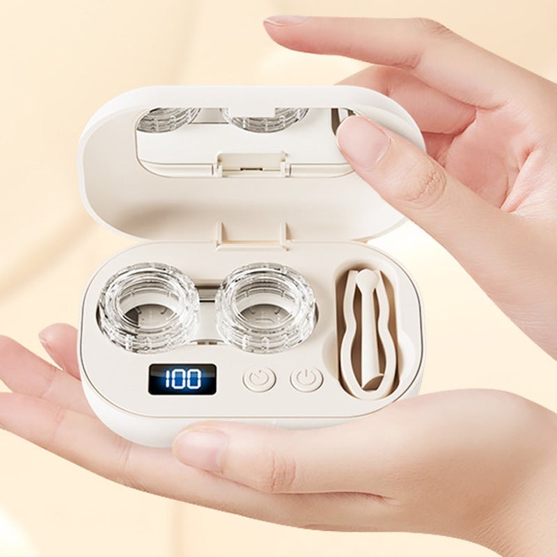 Portable Rechargeable Ultrasonic Contact Lens Cleaner Case