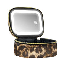 Load image into Gallery viewer, Dopamine Color PU Waterproof Makeup Bag with LED Touch Light &amp; Detachable Mirror