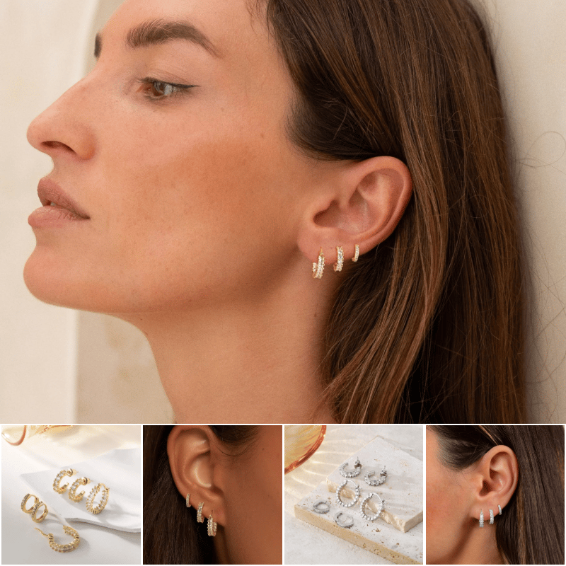 Sparkling Zirconia Chunky Hoop Earrings