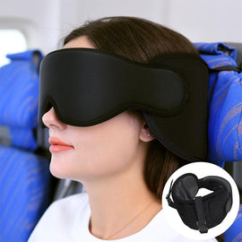 Travel Neck Pillow with Head Strap & Eye Mask