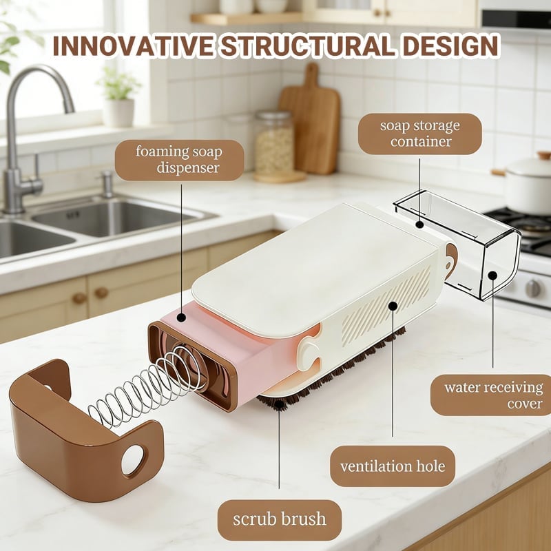 3-in-1 Multi-Functional Roller Soap Box & Laundry Brush