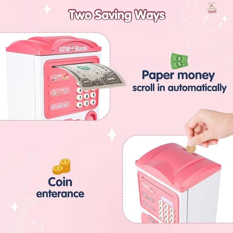Fingerprint sensor automatic money rolling ATM piggy bank
