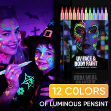 Load image into Gallery viewer, UV Neon Face Paint Markers 12 Colors