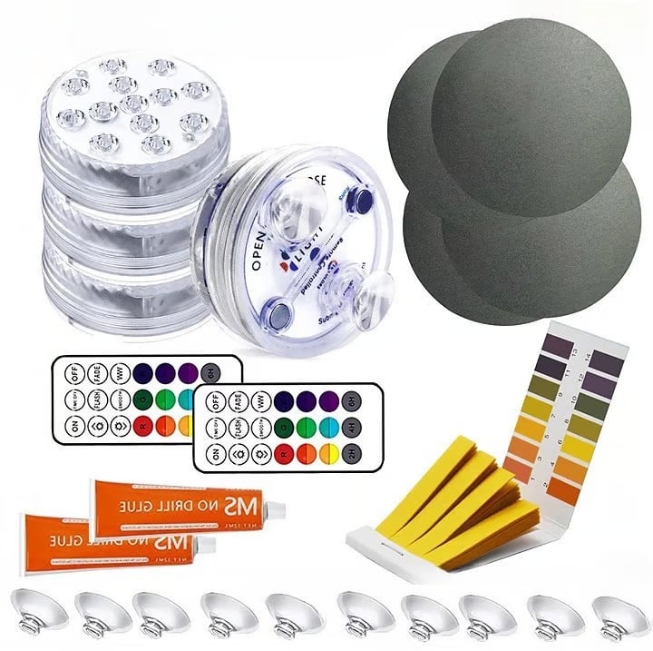 2/4 PCS - Ultra-High Brightness Rechargeable Submersible LED Lights with Remote
