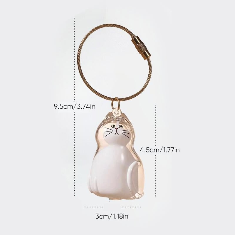 Cat Fur Keepsake Keychain – Transparent Memory Pendant for Pet Hair Storage