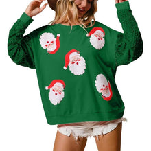 Load image into Gallery viewer, Women's Sequin Santa Sweatshirt
