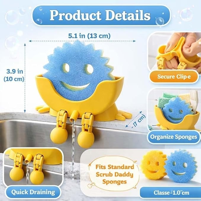Cute Smiling Sponge Holder With Drainage
