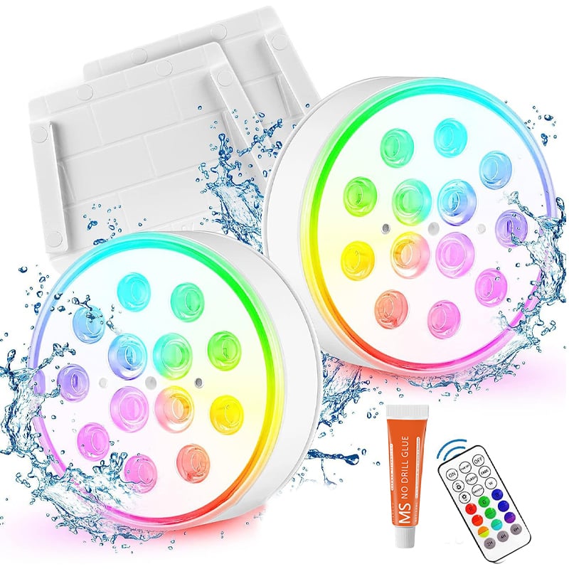 2/4 PCS-Ultra-High Brightness Rechargeable Submersible LED Lights with Remote