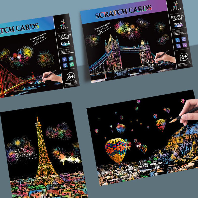 Scratch Art Book For Adults -Colorful City Series
