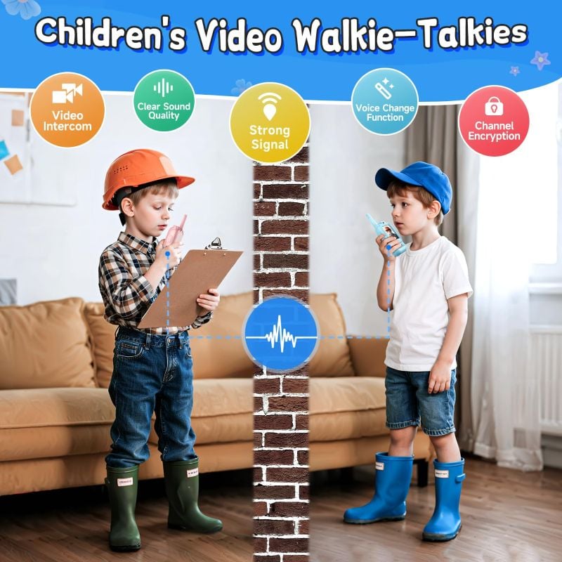 Rechargeable Video Walkie Talkies for Kids 1 Pair