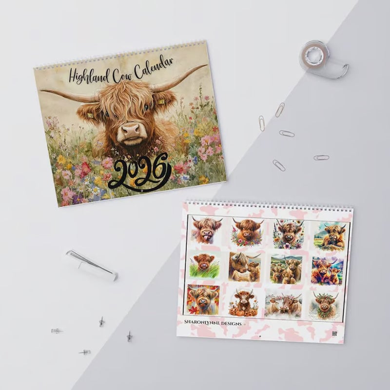 Highland Cow Calendar 2026