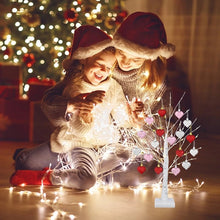 Load image into Gallery viewer, LED Tabletop Birch Tree with 18 Heart Ornaments